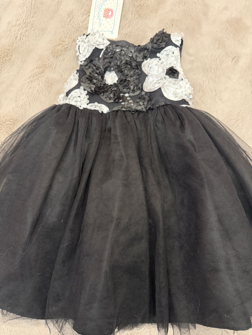 marmellata Black & White Sequin Floral Tulle Dress